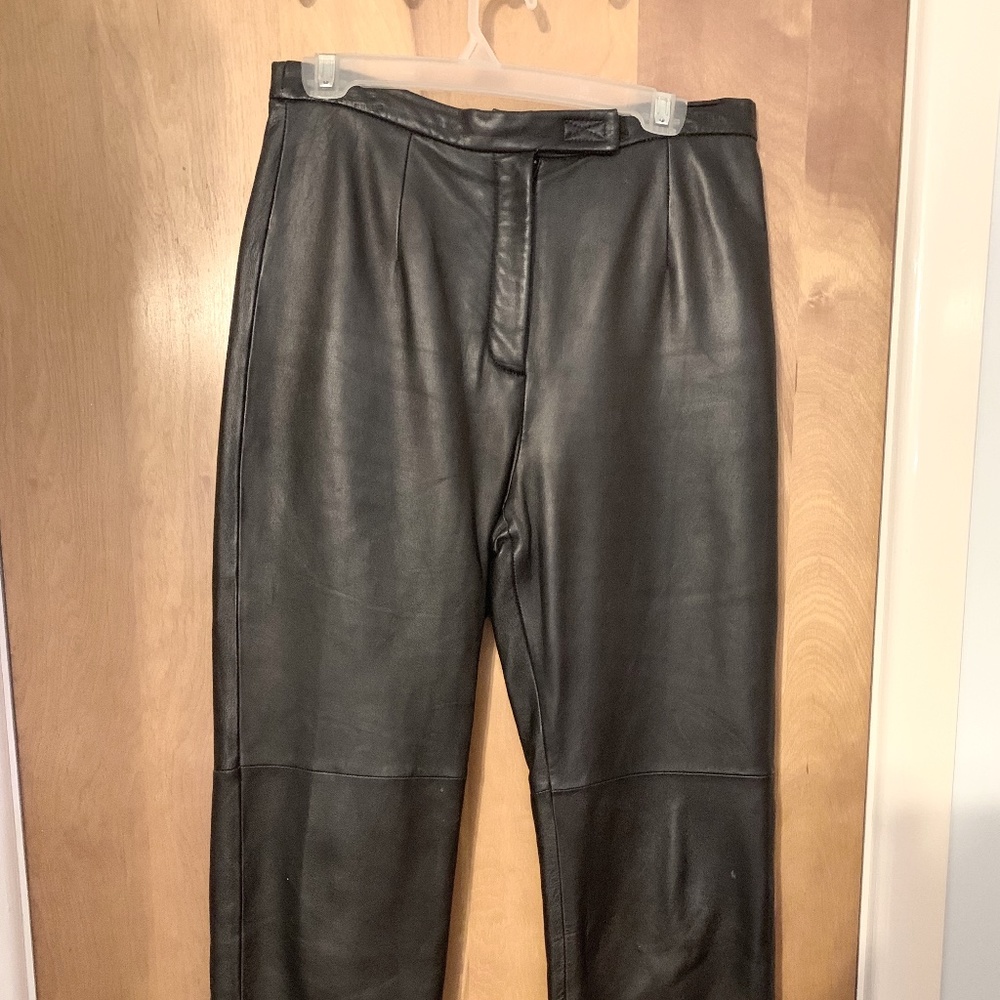 Genuine Leather Pants.  Size 10  Black Leather   No tag but never worn.